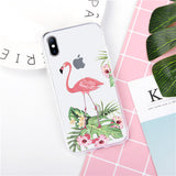 Flower Phone Case For iPhone XS Max Soft Phone Case For iPhone X XR XS Max 8 7 6 6S Plus Transparent Banana Leaf Cover Case Gift