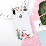 Flower Phone Case For iPhone XS Max Soft Phone Case For iPhone X XR XS Max 8 7 6 6S Plus Transparent Banana Leaf Cover Case Gift