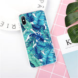 Flower Phone Case For iPhone XS Max Soft Phone Case For iPhone X XR XS Max 8 7 6 6S Plus Transparent Banana Leaf Cover Case Gift