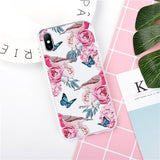 Flower Phone Case For iPhone XS Max Soft Phone Case For iPhone X XR XS Max 8 7 6 6S Plus Transparent Banana Leaf Cover Case Gift