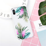 Flower Phone Case For iPhone XS Max Soft Phone Case For iPhone X XR XS Max 8 7 6 6S Plus Transparent Banana Leaf Cover Case Gift